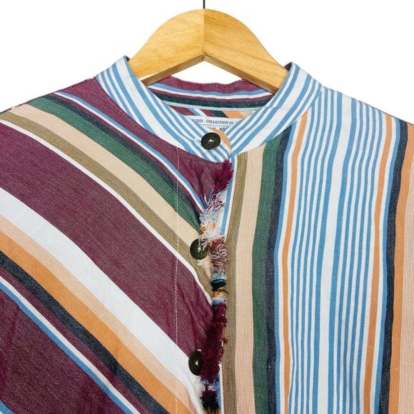Zara Studio Women’s Shirt Size M Long Sleeve Linen Blend Striped Limited Edition - Picture 7 of 8